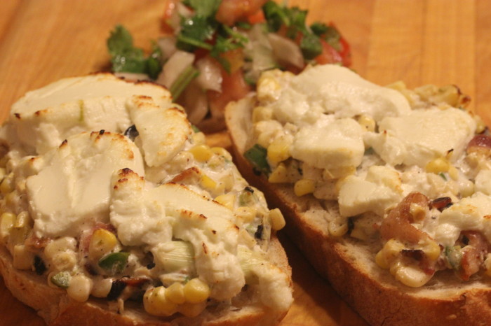 Corn, Jalapeno and Goat Cheese Tartine