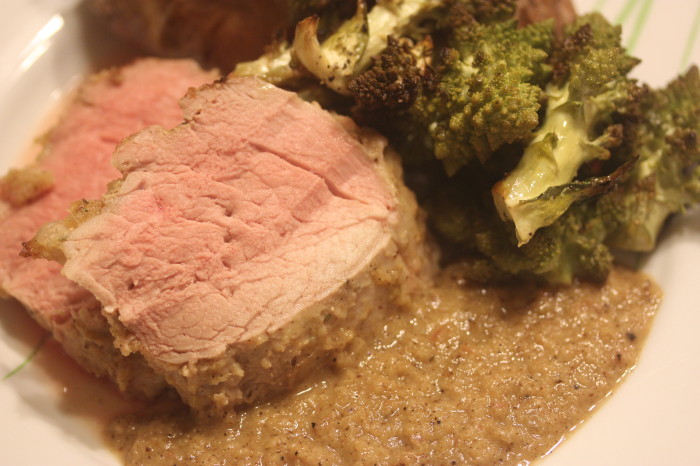 Mustard-Crusted Pork Tenderloin with Apple Cider Reduction