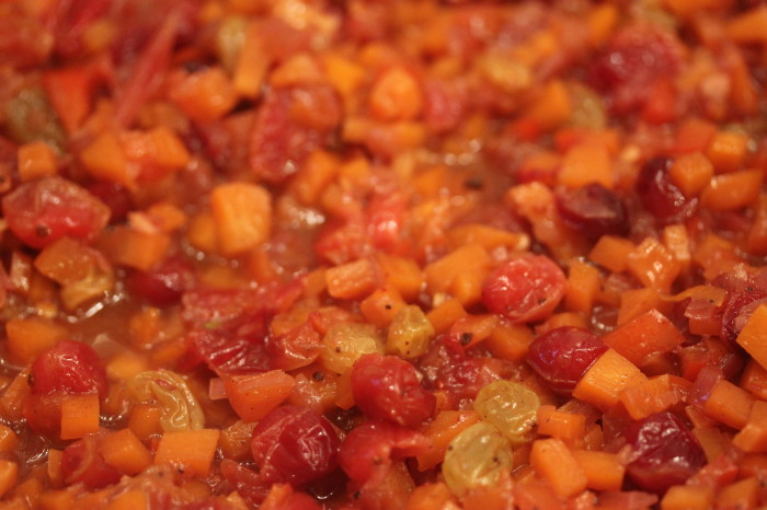 Suzen’s Thanksgiving Chutney: Carrots, Raisins, Bell Pepper and Cranberries