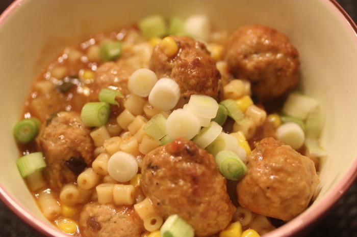 Mexican Meatball and Pasta Soup