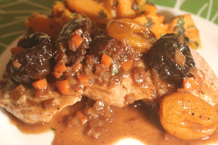 Roast Pork Loin in Brown Ale with Prunes and Apricots