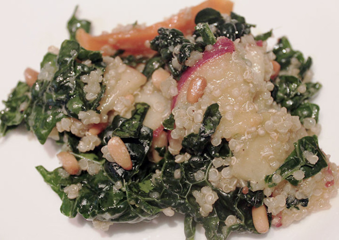 Kale and Quinoa Salad with Peaches and Pine Nuts