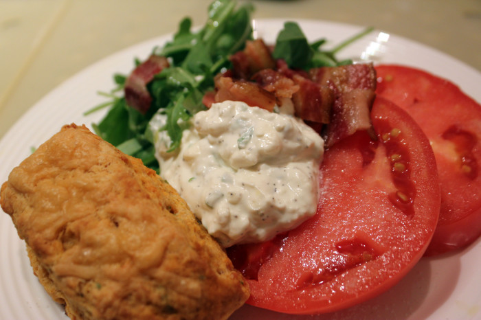 Heirloom Tomato Stacks with Blue Cheese Dressing and Bacon Crumbles from Mariam Rubin