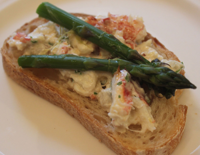 Crab and Asparagus with Thai Mayonnaise on Sourdough