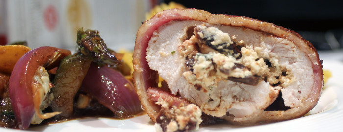 Bacon Wrapped Chicken Stuffed with Figs and Goat Cheese from Fig Heaven by Marie Simmons