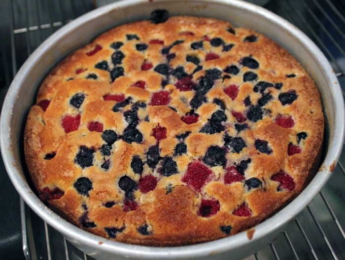 Double Berry and Polenta Cake