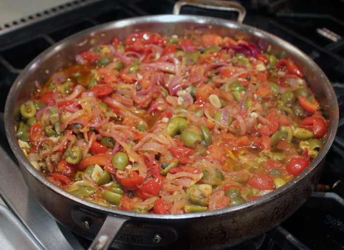 Salmon Veracruz with Tomatoes, Capers, Olives and Herbs