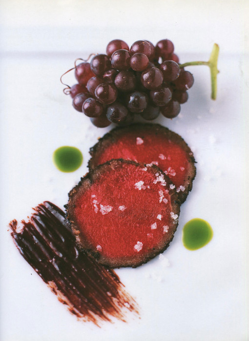 wc-Venison-Carpaccio-with-Chocolate-Sauc-and-Champane-Grapes