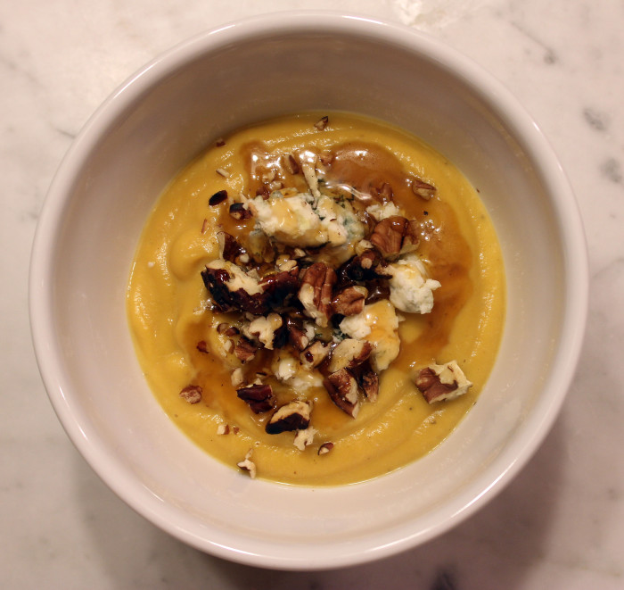 Thanksgiving Idea: Roasted Butternut Squash Soup with Blue Cheese and Walnuts