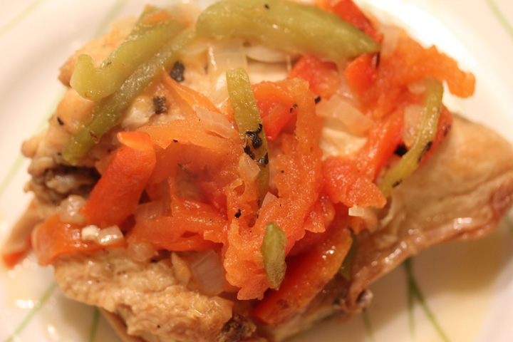 Basque Style Chicken with Bell Peppers and Tomatoes by Joel Robuchon