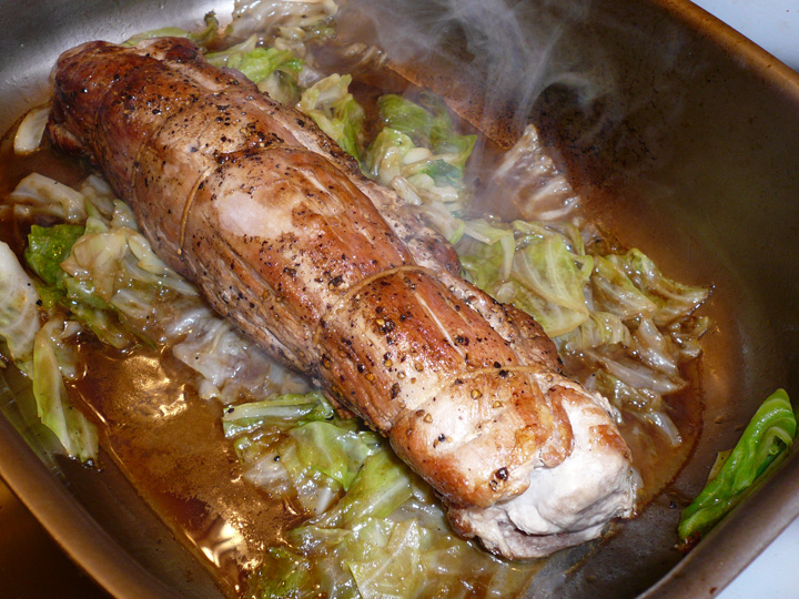 roast pork with cabbage