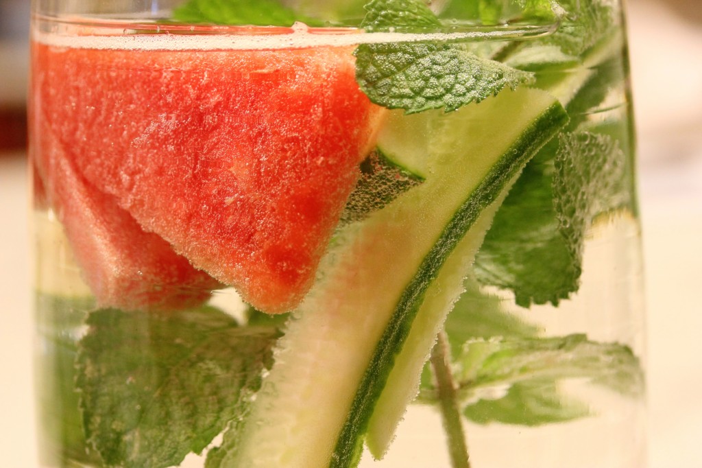 pitcher of watermelon mint cucumber water