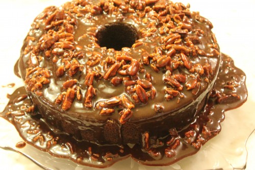 Mexican Chocolate Fudge Pecan Cake