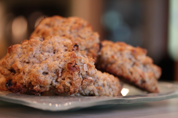 Oat Scones with Cranberries and Walnuts
