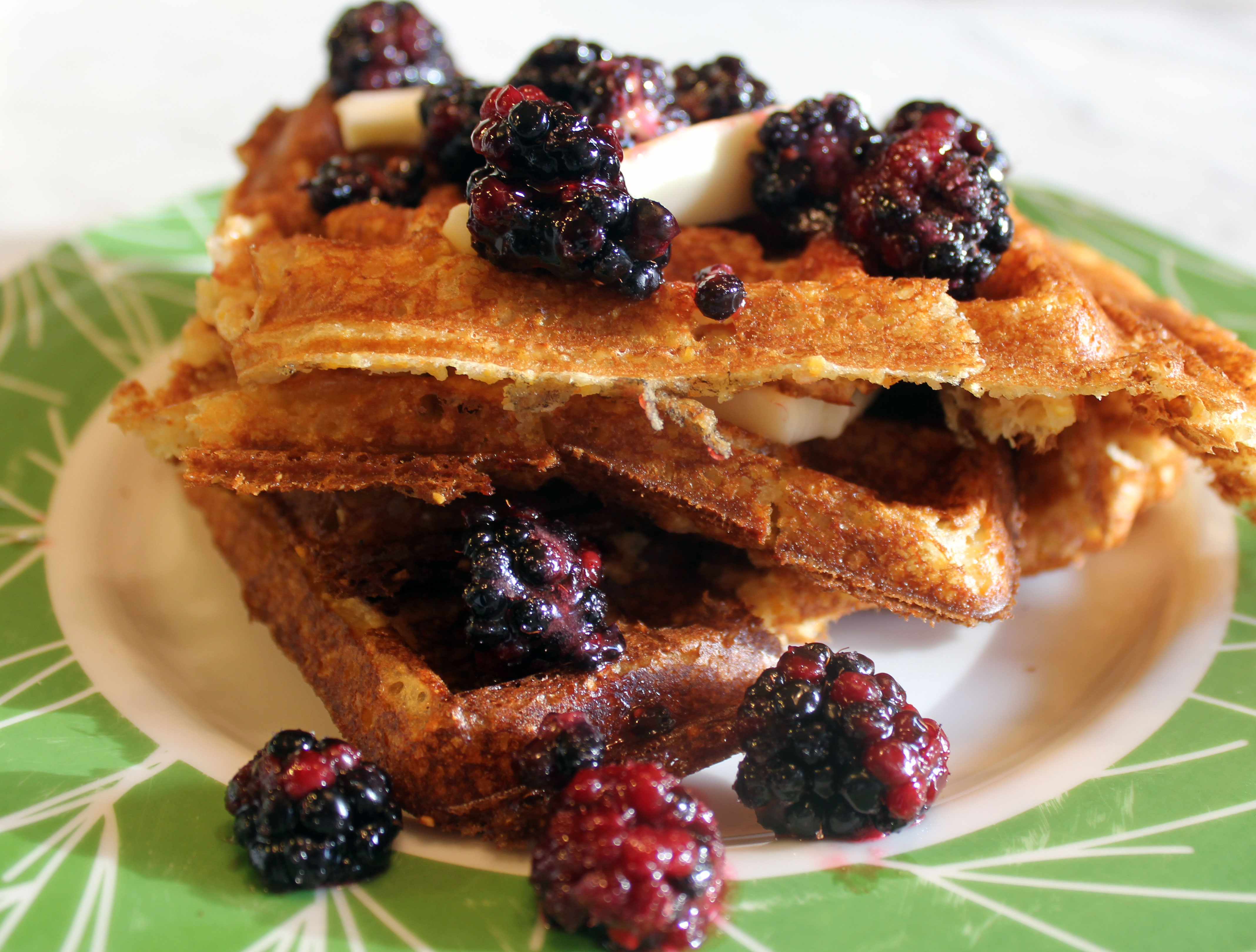 TBT Recipe: Crispy Cornmeal Waffles with Buttermilk and Maple Syrup