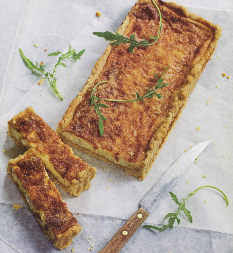 Crab, Saffron and Gruyere Tart from Make Mine a Martini - Cooking by