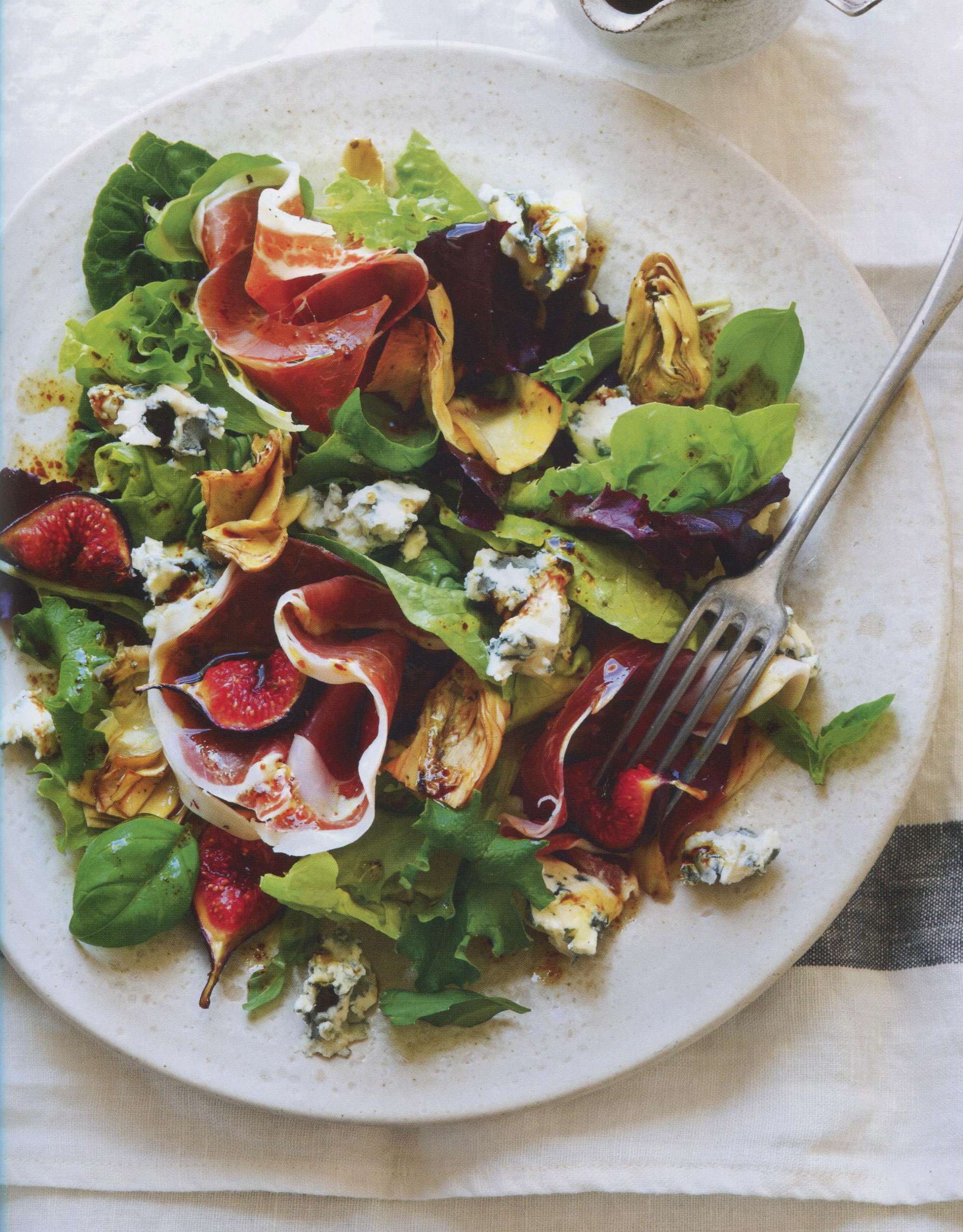 Prosciutto, Artichoke, Fig and Roquefort Salad with Balsamic Dressing