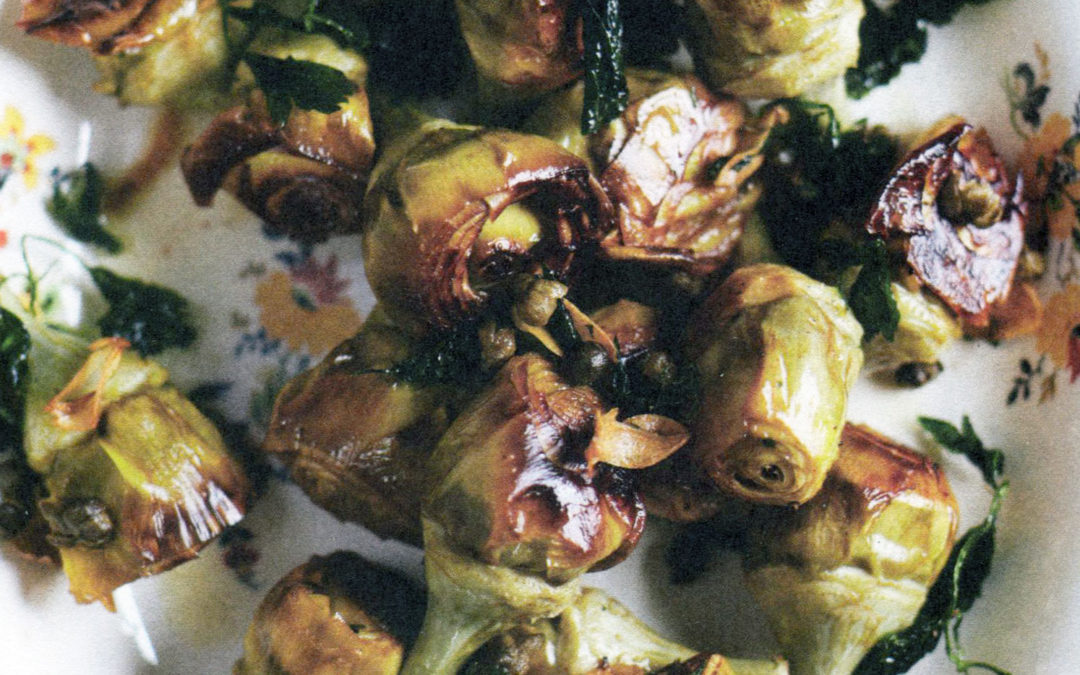 Pot Roasted Artichokes with White Wine and Capers from A Girl and Her Greens by April Bloomfield