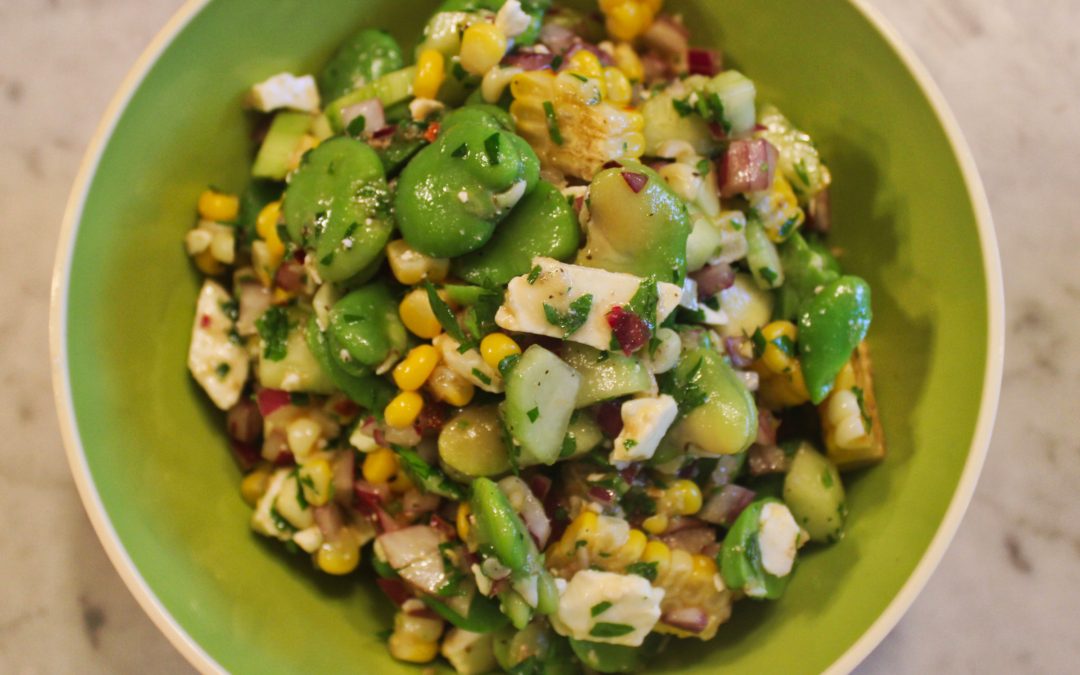 Fava Bean Salad with Roasted Garlic Vinaigrette from Martha Stewart