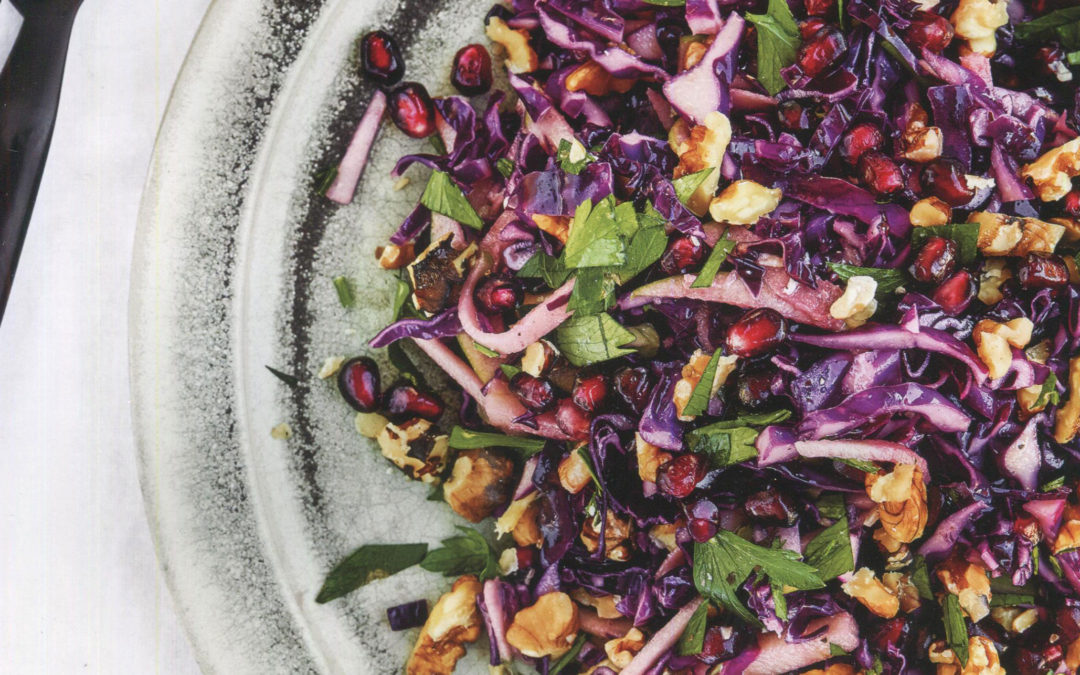 Thanksgiving Idea: Red Cabbage and Apple Slaw with Walnuts and Pomegranate