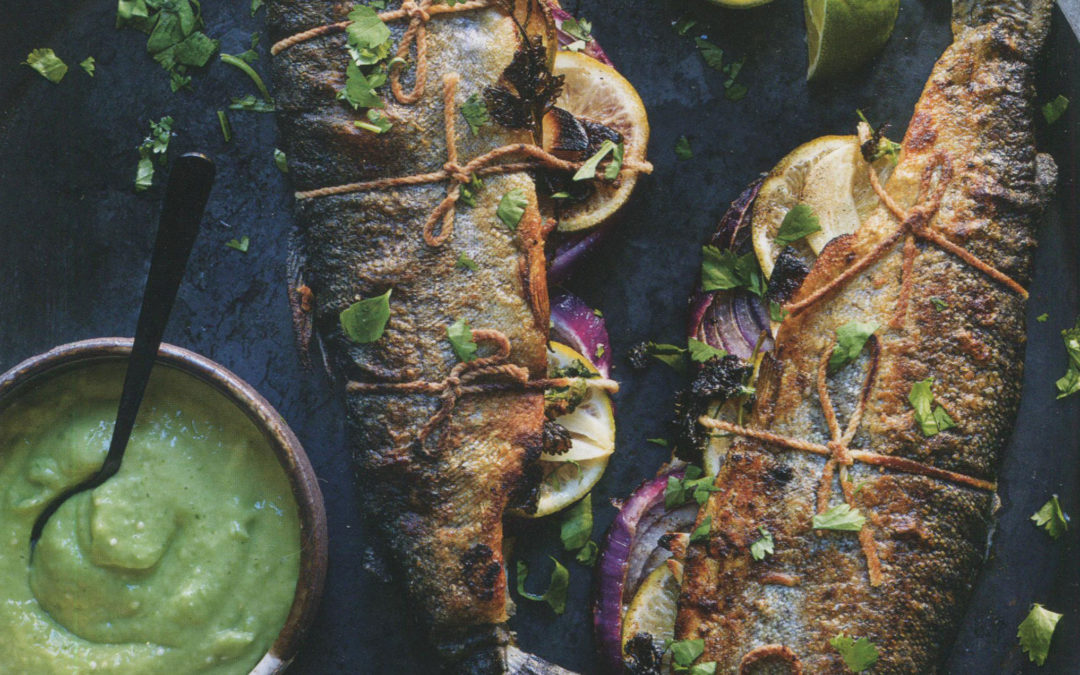 Trout with Avocado Sauce from Rustic Mexican by Deborah Schneider