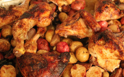 Sheet-Pan Supper: Balsamic Chicken with Baby Potatoes and Mushrooms from Everyday Dorie