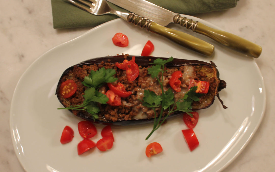 Stuffed Aubergine Boats from Honey & Co. At Home