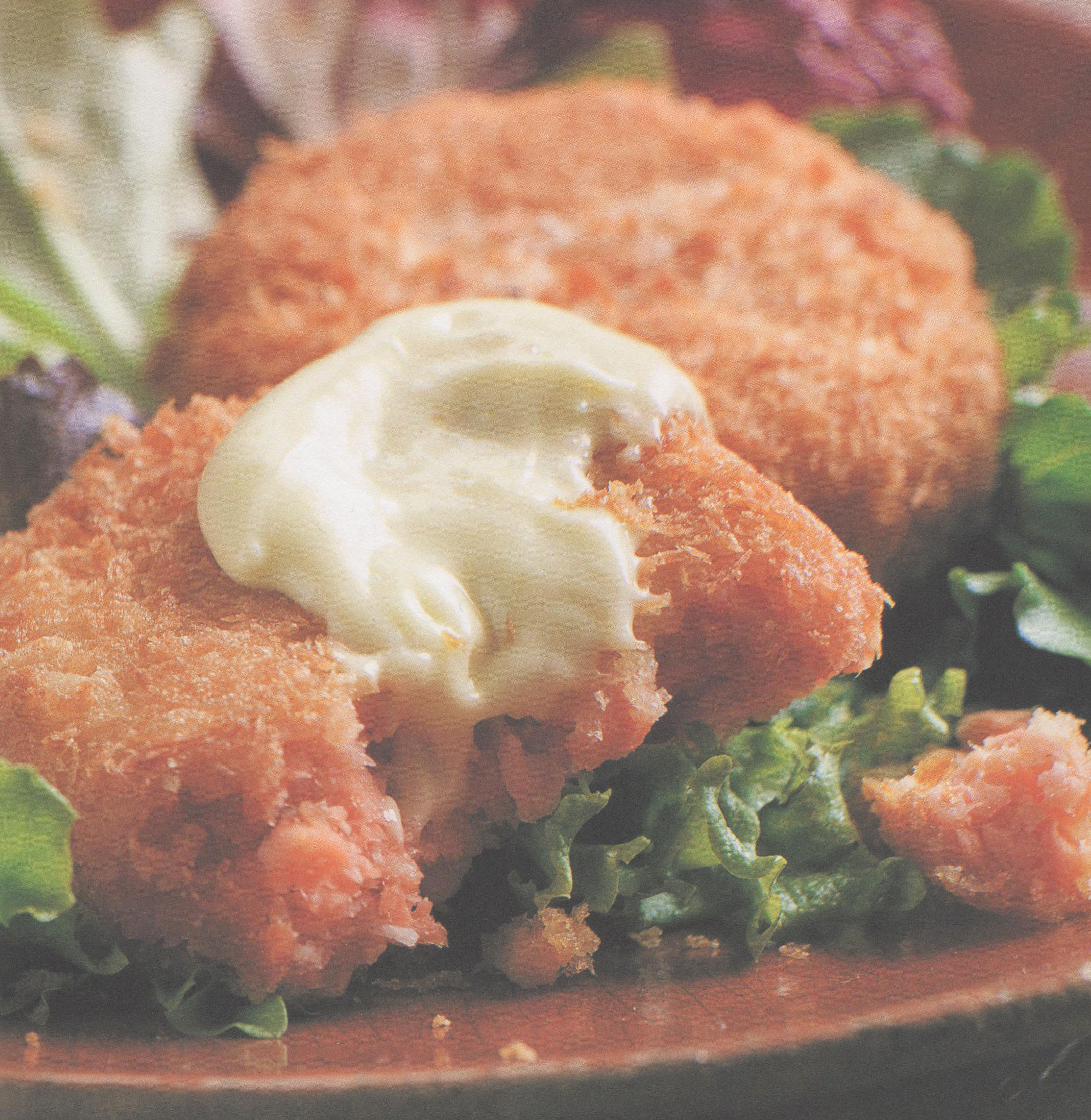 Salmon Cakes with Wasabi Mayonnaise - Cooking by the Book